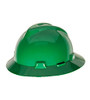 MSA Safety V-Gard Full Brim Slotted Hard Hat w/ Staz-On Suspension, Green 1/EA #454735