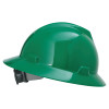 MSA V-Gard Slotted Full Brim Hard Hats, Fas-Trac III Suspension, Green 1/EA #475370