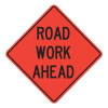 Cortina Road Work Ahead Signs, Orange, Nonreflective, 48 in Long, 1/EA, #078004716L