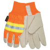 MCR Safety Luminator Gloves, Large, Beige/Hi-Vis Orange/Lime/Silver, 12 Pair, #3440L