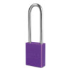 American Lock Solid Aluminum Padlocks, 1/4 in Diam., 3 in L X 3/4 in W, Purple, 1/EA, #A1107PRP