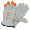 MCR Safety "Watch Your Hands" Drivers Gloves, Small, Beige/Hi-Vis Orange/Red, 12 Pair, #3413HVIS