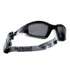 Bolle Tracker Series Safety Glasses, Smoke Lens, Smoke, Black/Gray Frame, Foam, Rubber, 1/PR, #40086