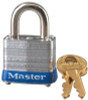 Master Lock No. 7 Laminated Steel Pin Tumbler Padlocks, 3/16" Dia, 9/16"LX1/2"W, Keyed Diff, 4/BX, #7D