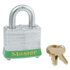 Master Lock LAMINATED STEEL BODY PADLOCK W/BLACK BUM, 6/BOX, #3KABLK0303