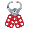 Master Lock Safety Lockout Hasps, 1 1/2 in Jaw dia., Red, 1/EA, #421