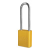 American Lock Solid Aluminum Padlocks, 1/4 in Diam., 3 in L X 3/4 in W, Yellow, 1/EA, #A1107YLW