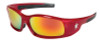 MCR Safety Swagger Safety Glasses, Fire Mirror Lens, Duramass Hard Coat, Red Frame, 1/PR, #SR13R