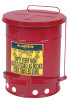 Justrite Red Oily Waste Cans, Foot Operated Cover, 6 gal, Red, 1/EA, #9100