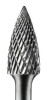 Pferd Carbide Tree/Pointed Shape Bur Bit, 3/8"Dia.x3/4"L Cut, 1/4" Shank, Alt. Diamond, 1/EA, #24802