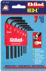 Eklind Tool Hex-L Key Set, 7 per holder, Hex Tip, Inch, Short Arm, 6/CTN, #10107