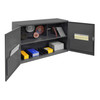 Durham Mfg Heavy-Duty Wall Mountable Abrasive Storage Cabinet, 1 Shelf, 6 Dividers, Pegboard, 5 Peg Hooks, 33-3/4"W x 11-7/8"D x 23-7/8"H, Gray, DM-060A-95-WFS (1/Ea)
