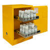 Durham Mfg Heavy-Duty Steel Flammable Storage Cabinet, Holds 24 Aerosol Cans, 1 Door, Manual Close, 2 Sliding Shelves, Safety Yellow, 23"W x 18"D x 35"H, Yellow, DM-1012MA-50 (1/Ea)