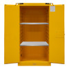 Durham Mfg Heavy-Duty Steel Flammable Storage Cabinet w/ Legs, FM Approved, 60 Gallon, 2 Door, Self Close, 2 Shelves, 34"W x 34"D x 66-3/8"H, Safety Yellow, DM-1060S-50 (1/Ea)