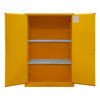 Durham Mfg Heavy-Duty Steel Flammable Storage Cabinet, FM Approved, 90 Gallon, 2 Door, Manual Close, 2 Shelves, 43"W x 34"D x 65"H, Safety Yellow, DM-1090M-50 (1/Ea)