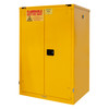 Durham Mfg Heavy-Duty Steel Flammable Storage Cabinet, FM Approved, 90 Gallon, 2 Door, Self Close, 2 Shelves, 43"W x 34"D x 66-3/8"H, Safety Yellow, DM-1090S-50 (1/Ea)