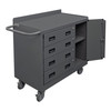 Durham Mfg Heavy-Duty Steel Mobile Bench Cabinet, 1 Adjustable Shelf, 1 Door, 4 Drawers, 18-1/4"W x 42-1/8"D x 36-3/8"H, Gray, DM-2211A-LU-95 (1/Ea)