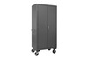 Durham Mfg Heavy-Duty Steel Mobile Cabinet, 16 Gauge, 30 Red Bins, 2 Doors, 36"W x 24"D x 81"H, Gray, DM-2501M-BLP-30-1795 (1/Ea)