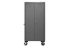 Durham Mfg Heavy-Duty Steel Mobile Cabinet, 16 Gauge, 30 Red Bins, 2 Doors, 36"W x 24"D x 81"H, Gray, DM-2501M-BLP-30-1795 (1/Ea)