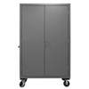 Durham Mfg Heavy-Duty Steel Mobile Cabinet, 16 Gauge, 2 Shelves, 18 Yellow Bins. 2 Doors, 50-9/16"W x 24"D x 81"H, Gray, DM-2502M-BLP-18-2S-95 (1/Ea)