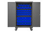 Durham Mfg Heavy-Duty Steel Mobile Cabinet, 16 Gauge, 42 Blue Bins, 2 Doors, 48"W x 24"D x 81"H, Gray, DM-2502M-BLP-42-5295 (1/Ea)