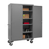Durham Mfg Heavy-Duty Steel Cabinet, 16 Gauge, 4 Shelves, 2 Doors, 48"W x 24"D x 81"H, Gray, DM-2502M-BLP-4S-95 (1/Ea)
