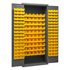 Durham Mfg Heavy-Duty Steel Cabinet, 16 Gauge, 156 Yellow Bins, 2 Doors, 36"W x 18"D x 84"H, Gray, DM-2603-156B-95 (1/Ea)