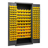 Durham Mfg Heavy-Duty Steel Cabinet, 16 Gauge, 156 Yellow Bins, 2 Doors, 36"W x 18"D x 84"H, Gray, DM-2603-156B-95 (1/Ea)