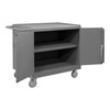 Durham Mfg Heavy-Duty Steel Mobile Bench Cabinet, 1 Shelf, 2 Doors, 24-1/4"W x 42-1/8"D x 36-3/8"H, Gray, DM-3113-95 (1/Ea)
