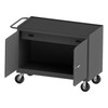 Durham Mfg Heavy-Duty Steel Mobile Bench Cabinet, Black Rubber Mat, 1 Drawer, 2 Doors, 24-1/4"W x 54-1/8"D x 37-3/4"H, Gray, DM-3413-RM-95 (1/Ea)
