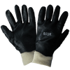 Economy Black PVC on Cotton Interlock Liner Solvent Resistant Glove One Size 12 Pair, #603R