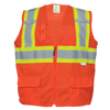 FrogWear HV Solid and Mesh Polyester High-Visibility Orange Surveyors Safety Vest- 4XL, #GLO-0047-4XL