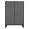 Durham Mfg Heavy-Duty Steel Cabinet w/ Legs, 14 Gauge, 3 Adjustable Shelves, 2 Doors, 36"W x 24"D x 60"H, Gray, DM-3701-3S-95 (1/Ea)