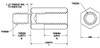3/16" OD x 5/8" L x #2-56 Thread Aluminum Male/Female Hex Standoff, Plain (100/Pkg.)