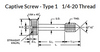 1/4"-20 x 1-1/4" Captive Panel Screws, Type 1, Stainless Steel (5/Pkg.)