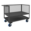 Durham Mfg 14 Gauge, 3 Sided Low Deck Truck, Mesh Sides, 2 Shelves, 30-3/8"W x 54-1/2"D x 41-1/2"H, Gray, DM-3SLT-EX3048-2K-6PU-95 (1/Ea)