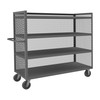 Durham Mfg 14 Gauge, 3 Sided Mesh Truck, 4 Fixed Shelves, 24-3/8"W x 66-1/2"D x 56-7/16"H, Gray, DM-3ST-EX2460-4-95 (1/Ea)