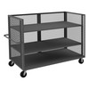 Durham Mfg 14 Gauge, 3 Sided Mesh Truck, 2 Adjustable Shelves, 36-3/8"W x 78-1/2"D x 56-7/16"H, Gray, DM-3ST-EX3672-2AS-95 (1/Ea)