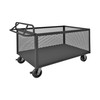 Durham Mfg 14 Gauge, 4 Sided Mesh Truck, Erognomic Handle, 1 Fixed Shelf, 24-1/2"W x 54-1/2"D x 35-3/16"H, Gray, DM-4STE-EX-2448-95 (1/Ea)