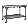 Durham Mfg Heavy-Duty Steel Mobile Workbench, Lips Up On 3 Sides, Lower Shelf, 60"W x 36"D x 39-13/16"H, Gray, DM-DWBM-3660-BE-95 (1/Ea)