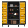 Durham Mfg Heavy-Duty Steel Cabinet, 12 Gauge, 6 Door Trays, 24 Yellow Tilt Bins, 6 Door Shelves, 4 Adjustable Shelves, 2 Doors, 36"W x 36"D x 78"H, Gray, DM-HDC36-DC24TB4S95 (1/Ea)