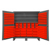 Durham Mfg Heavy-Duty Steel Cabinet, 12 Gauge, 192 Red Bins, 3 Adjustable Shelves, 2 Doors, 72"W x 24"D x 78"H, Gray, DM-HDC72-192-3S1795 (1/Ea)