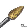 5/16" X 3/4" Tree Pointed End Double Cut TiN Coated Carbide Burs SG2 (Qty. 1)