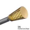 5/8" X 3/4" Inverted Cone End Double Cut TiN Coated Carbide Burs SN6 (Qty. 1)