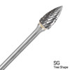 1/8" X 3/8" Double Cut Tree Shape Mini Bur Bit SG43 (Qty. 1)