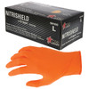 MCR Safety NitriShield Grippaz Disposable Nitrile Gloves, Powder-Free, 6 mil, Large, Orange, 10 Boxes/100 Each