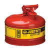 Justrite Type I Safety Can, 2.5 gal, Red, 1/Each