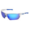 MCR Safety Dominator 3 Eyewear, Clear/Blue Frame, Blue Diamond Mirror Lens, 1/Each