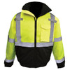 Radians Class 3 High Visibility Weatherproof Bomber Jacket w/ Quilted Built-In Liner, Small, Hi-Vis Green/Black, 1/Each