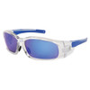 MCR Safety Swagger Eyewear, Clear Frame, Blue Diamond Mirror Lens, 1/Each